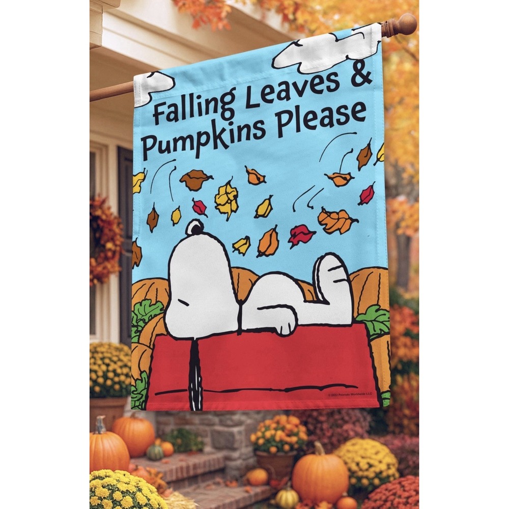 Falling Leaves Snoopy Garden Flag New